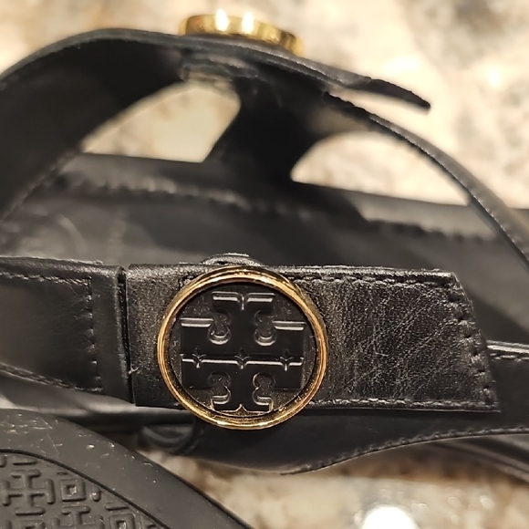 Tory Burch Black Leather Sandals - Picture 4 of 5